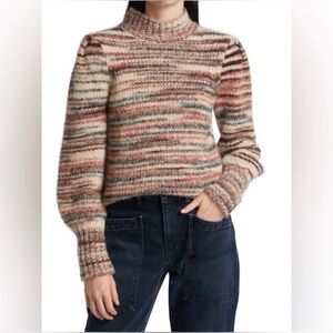 Veronica Beard Alston Striped Alpaca Blend Turtleneck Sweater